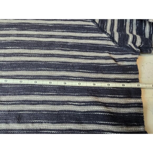 Billy Reid XL Navy Gray White Striped Cotton Crewneck Peru - Picture 8 of 9